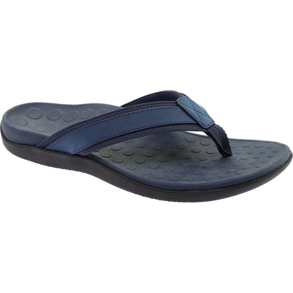 Vionic Men's Tide Toe Post Sandal Size 12 Navy Blue Flip Flop Thong Arch Support